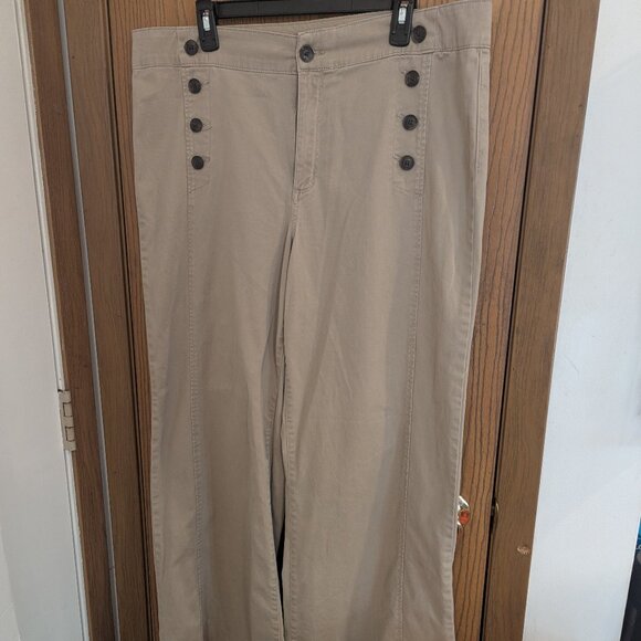 St. John's Bay Mariner Wide Leg Pants/Trousers Button Front Heritage Khaki-Size - Picture 1 of 4